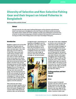 Diversity of selective and non-selective fishing gear and their impact on inland fisheries in Bangladesh