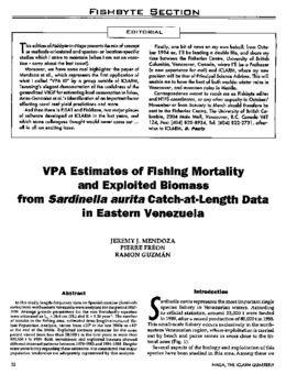 VPA estimates of fishing mortality and exploited biomass from Sardinella aurita catch-at-length data in eastern Venezuela