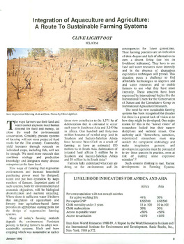 Integration of aquaculture and agriculture: a route to sustainable farming systems