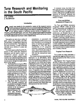 Tuna research and monitoring in the South Pacific