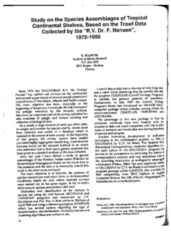 Study on the species assemblages of tropical continental shelves, based on the trawl data collected by the