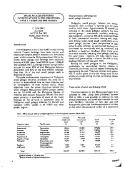 Small pelagic fisheries investigations in the Philippines. Part I: History of the fishery