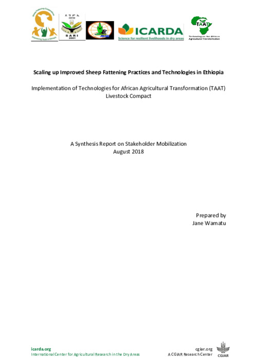 Synthesis Report: Mobilization of Key stakeholders for the TAAT Sheep Fattening Scaling Project