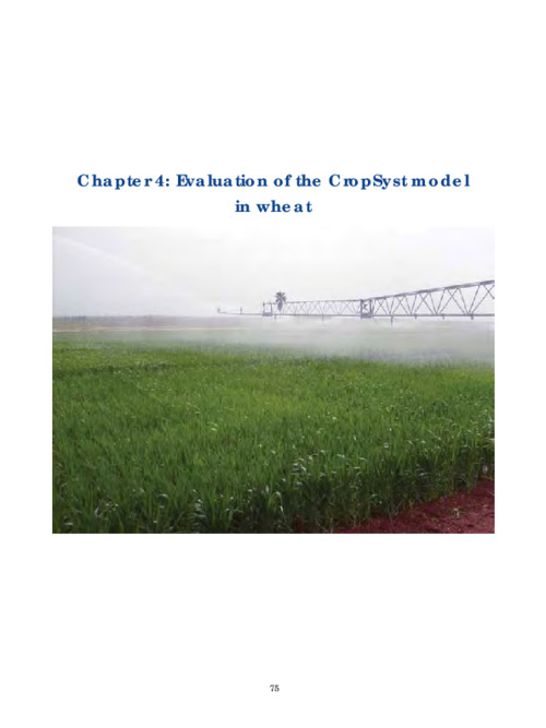 Evaluation of the CropSyst model in wheat
