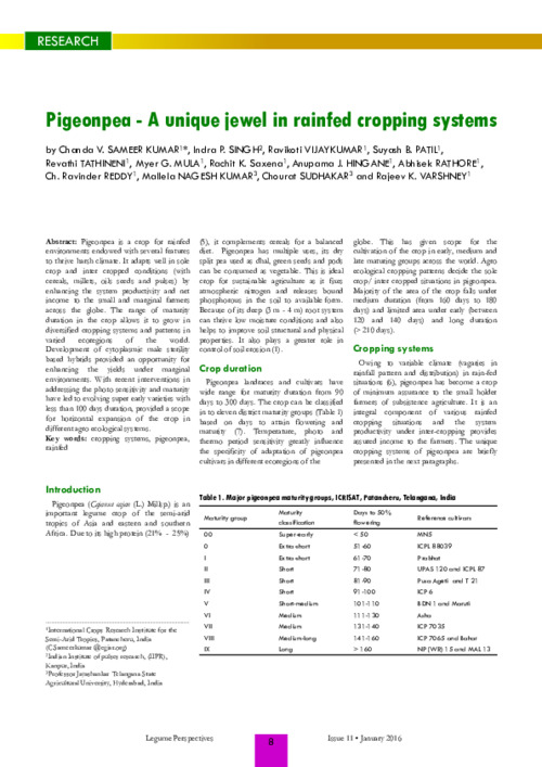 Pigeonpea - A unique jewel in rainfed cropping systems