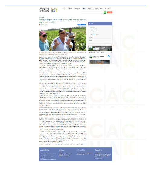 CAC e- Newsletter August, 2013: From planning to action: multi-year dryland systems research program set in motion