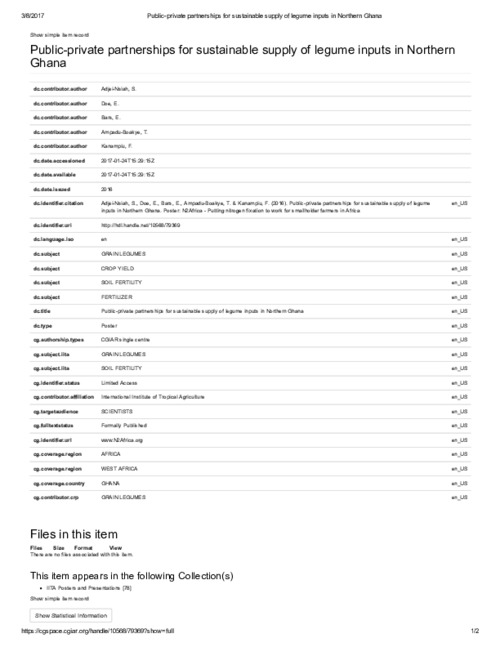 Public-private partnerships for sustainable supply of legume inputs in Northern Ghana