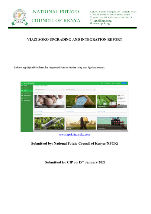 Partner NPCK Report: Viazi Soko Digital Platform - 1st Quarter report