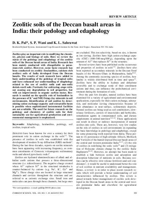 Zeolitic soils of the Deccan basalt areas in India: their pedology and edaphology