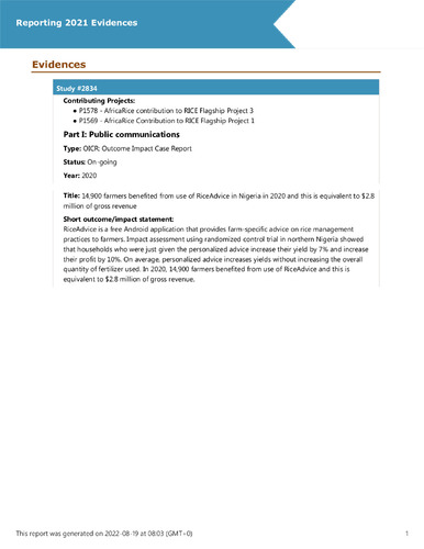 14,900 farmers benefited from use of RiceAdvice in Nigeria in 2020 and this is equivalent to $2.8 million of gross revenue