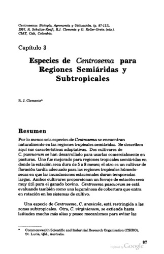 Especies de Centrosema para regiones semiáridas y subtropicales