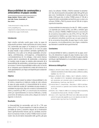 Bioaccesibilidad de carotenoides y antocianinas en papas cocidas.