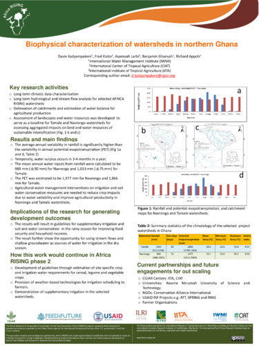 Biophysical characterization of watersheds in northern Ghana