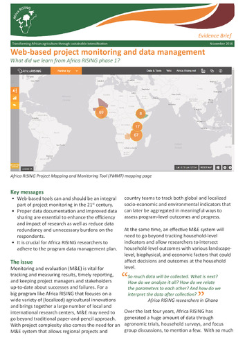 Web-based project monitoring and data management: What did we learn from Africa RISING phase 1?