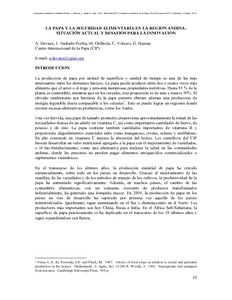 La papa y la seguridad alimentaria en la region andina: Situacion actual y desafios para la innovacion.