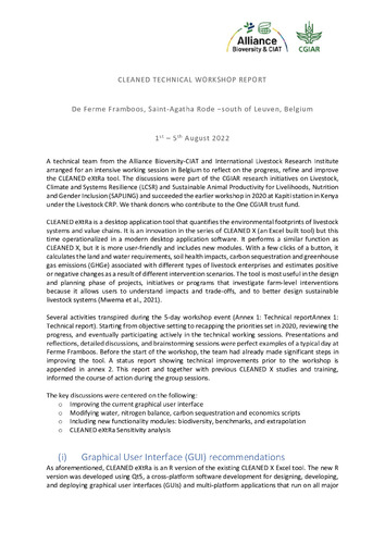 CLEANED Technical Workshop Report. [De Ferme Framboos, Saint-Agatha Rode − south of Leuven, Belgium]