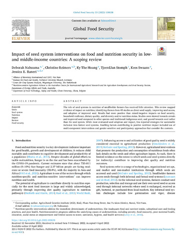 Impact of seed system interventions on food and nutrition security in low and middle-income countries: A scoping review