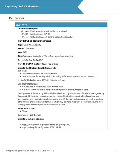 Sparing or sharing land? Views from agricultural scientists.