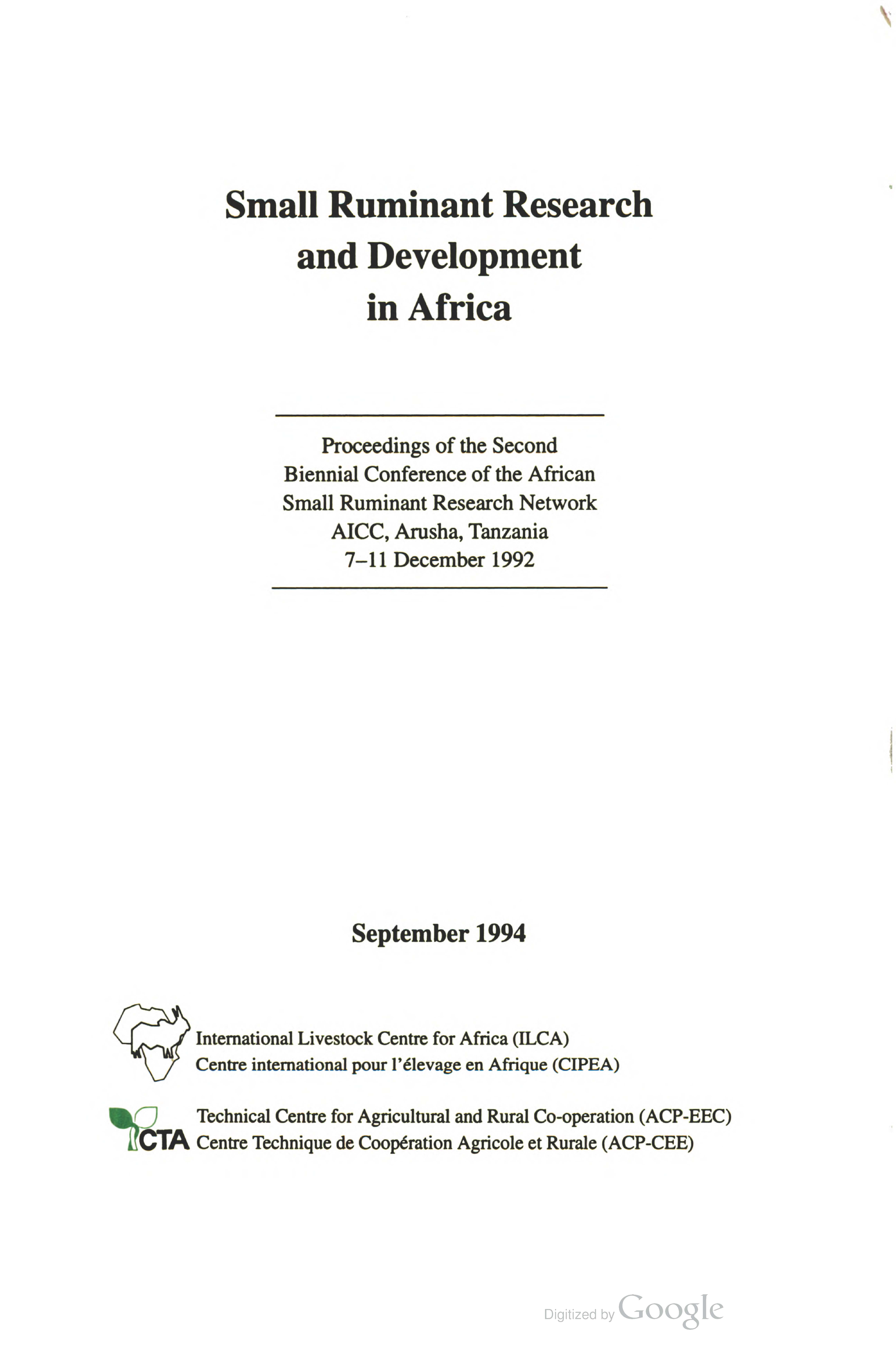 Productivity of Blackhead Persian sheep in Tanzania