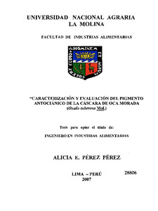 Caracterización y evaluación del pigmento antociánico de la cascara de oca morada (Oxalis tuberosa Mol.)