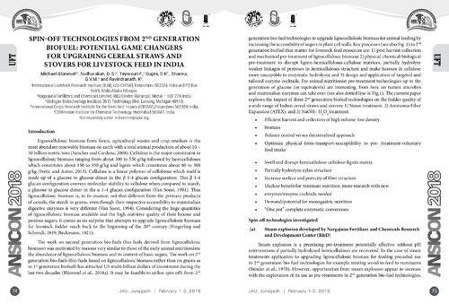 Spin-off technologies from 2nd generation biofuel: Potential game changers for upgrading cereal straws and stovers for livestock feed in India
