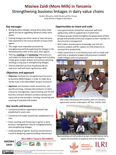 Strengthening business linkages in dairy value chains