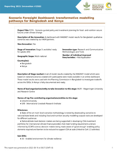 Scenario Foresight Dashboard: transformative modelling pathways for Bangladesh and Kenya