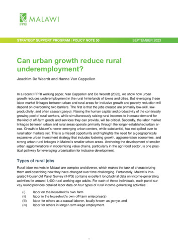 Can urban growth reduce rural underemployment?