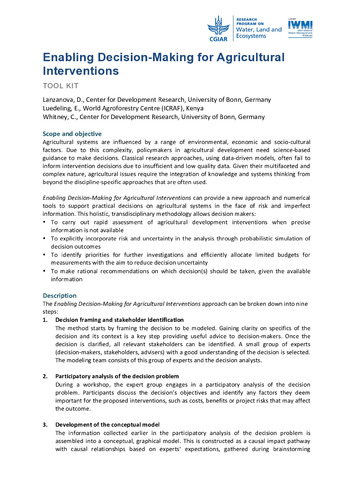 Enabling decision-making for agricultural interventions