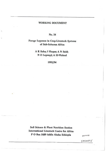 Forage legumes in crop-livestock systems of sub-Saharan Africa