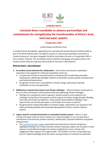Livestock donor roundtable to advance partnerships and commitments for strengthening the transformation of Africa’s food, land and water systems