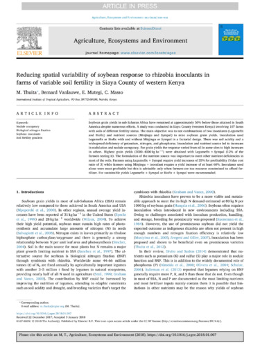 Reducing spatial variability of soybean response to rhizobia inoculants in farms of variable soil fertility in Siaya County of western Kenya