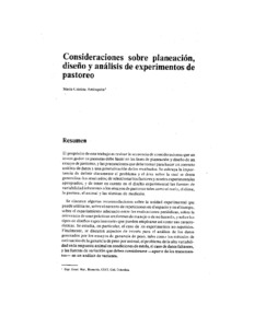 Consideraciones sobre planeacion, diseno y analisis de experimentos de pastoreo