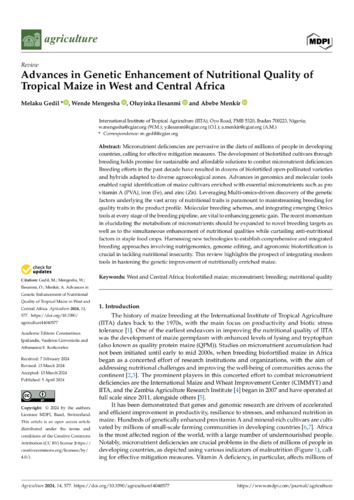 Advances in genetic enhancement of nutritional quality of tropical maize in West and Central Africa