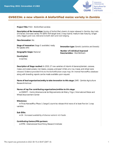 GV6023A: a new vitamin A biofortified maize variety in Zambia