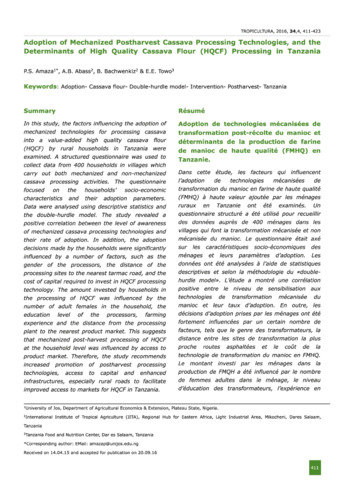 Adoption of mechanized postharvest cassava processing technologies, and the determinants of high quality cassava flour (HQCF) processing in Tanzania