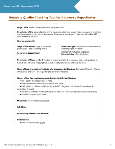 Metadata Quality Checking Tool for Dataverse Repositories