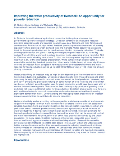 Improving the water productivity of livestock: an opportunity for poverty reduction