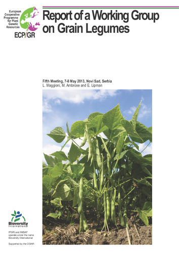 Report of a Working Group on Grain Legumes: Fifth meeting, 7-8 May 2013, Novi Sad, Serbia