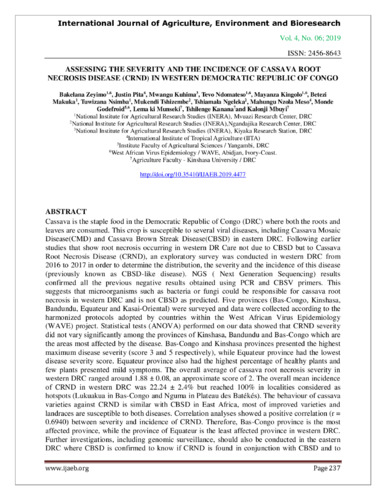 Assessing the severity and the incidence of Cassava Root Necrosis Disease (CRND) in western Democratic Republic of Congo