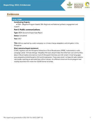 Millions reached by a radio campaign on climate change adaptation and mitigation in the Philippines