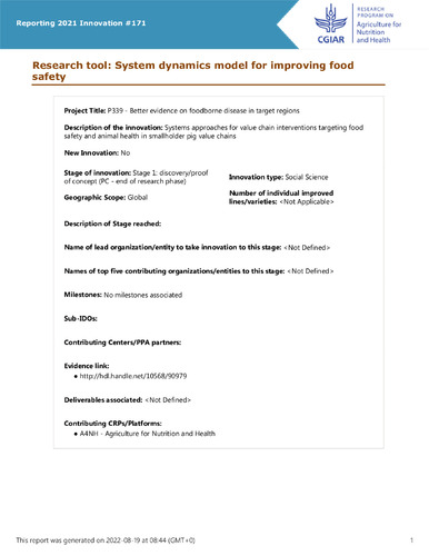 Research tool: System dynamics model for improving food safety