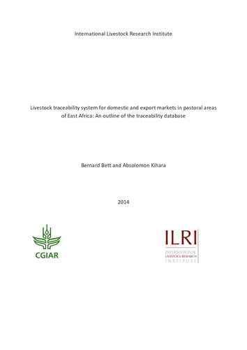 Livestock traceability system for domestic and export markets in pastoral areas of East Africa: An outline of the traceability database