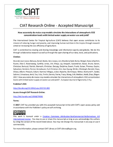 How accurately do maize crop models simulate the interactions of atmospheric CO2 concentration levels with limited water supply on water use and yield?