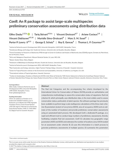 ConR: An R package to assist large-scale multispecies preliminary conservation assessments using distribution data