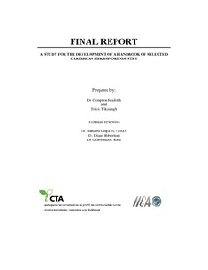 A Study for the Development of a Handbook of Selected Caribbean Herbs for Industry
