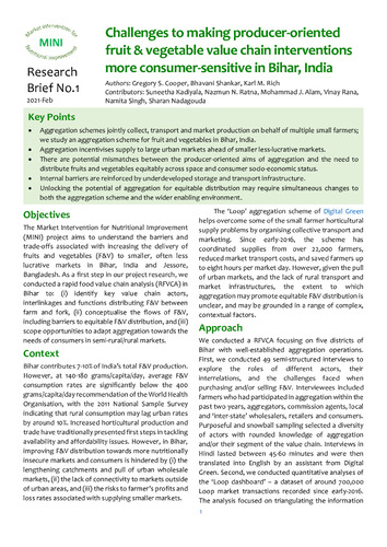 Challenges to making producer-oriented fruit & vegetable value chain interventions more consumer-sensitive in Bihar, India