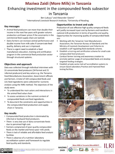 Enhancing investment in the compounded feeds subsector in Tanzania