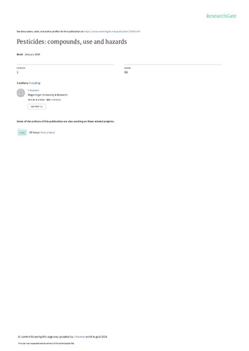 Pesticides: Compounds, use and hazards