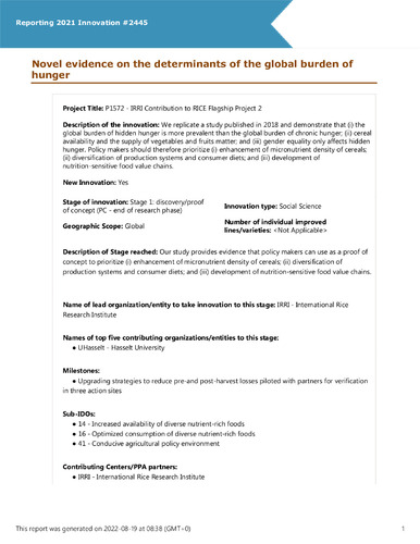 Novel evidence on the determinants of the global burden of hunger